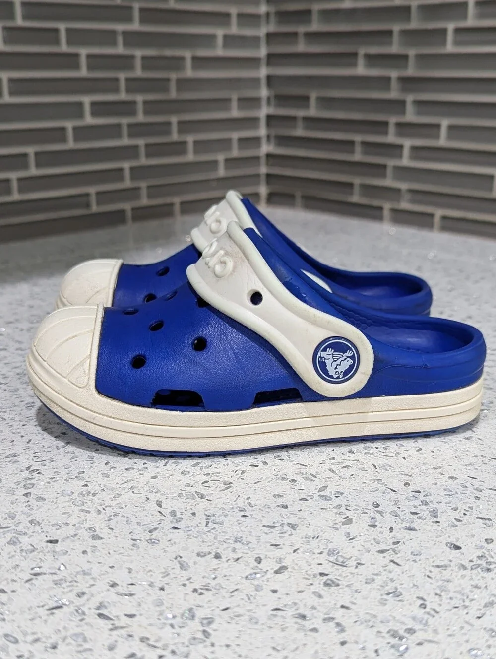 Crocs Kids Bump It Clog Blue White Water Summer Slip On Boy Girl Toddler Size 8c